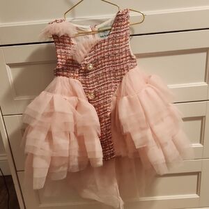Elegant Pink Ruffled Kids Dress